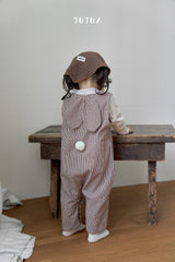 ［jujua］Stripe bunny overalls