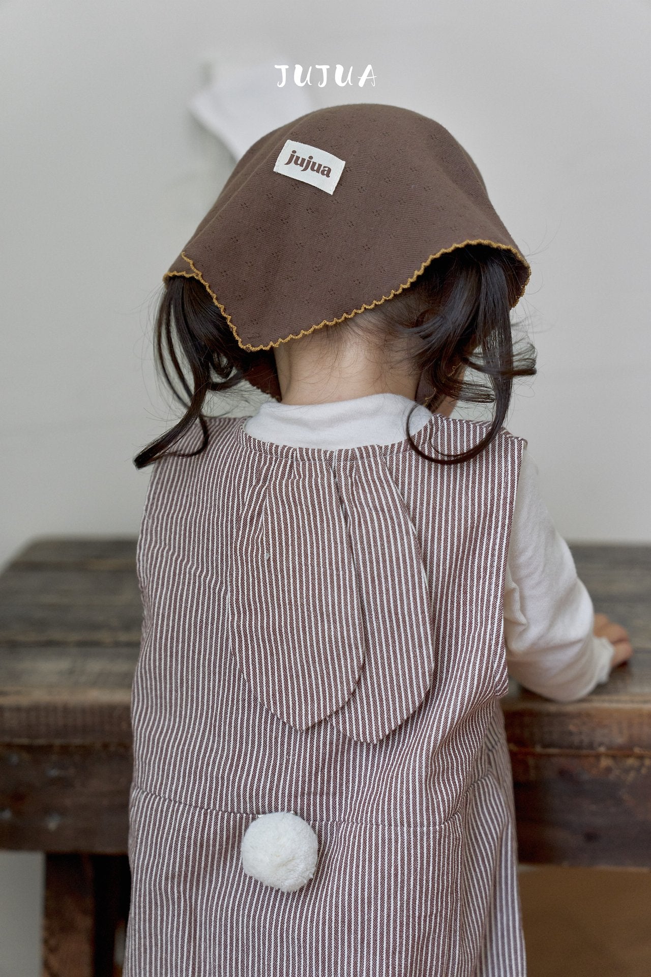 ［jujua］Stripe bunny overalls