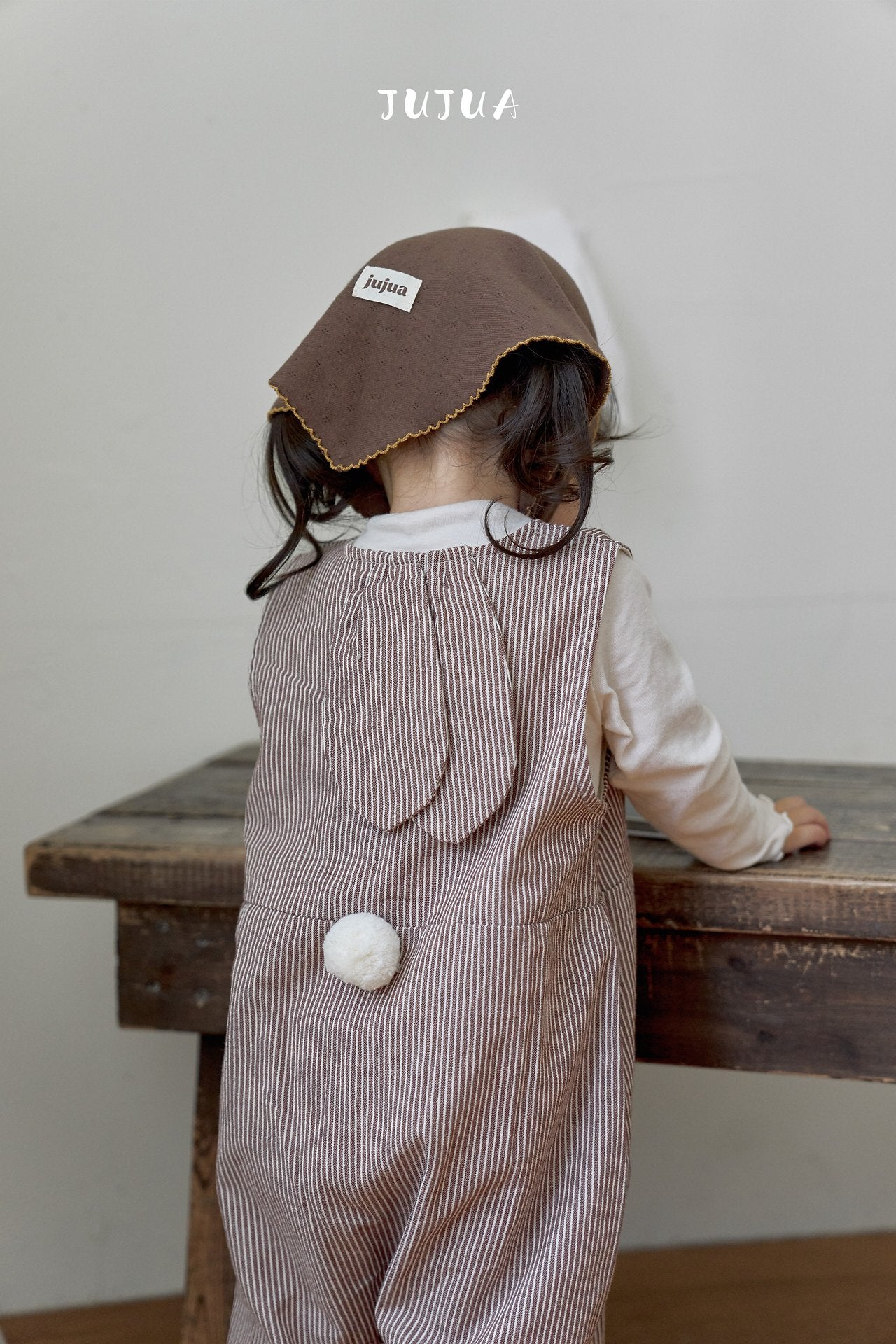 ［jujua］Stripe bunny overalls
