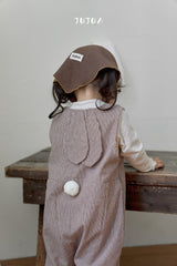 ［jujua］Stripe bunny overalls