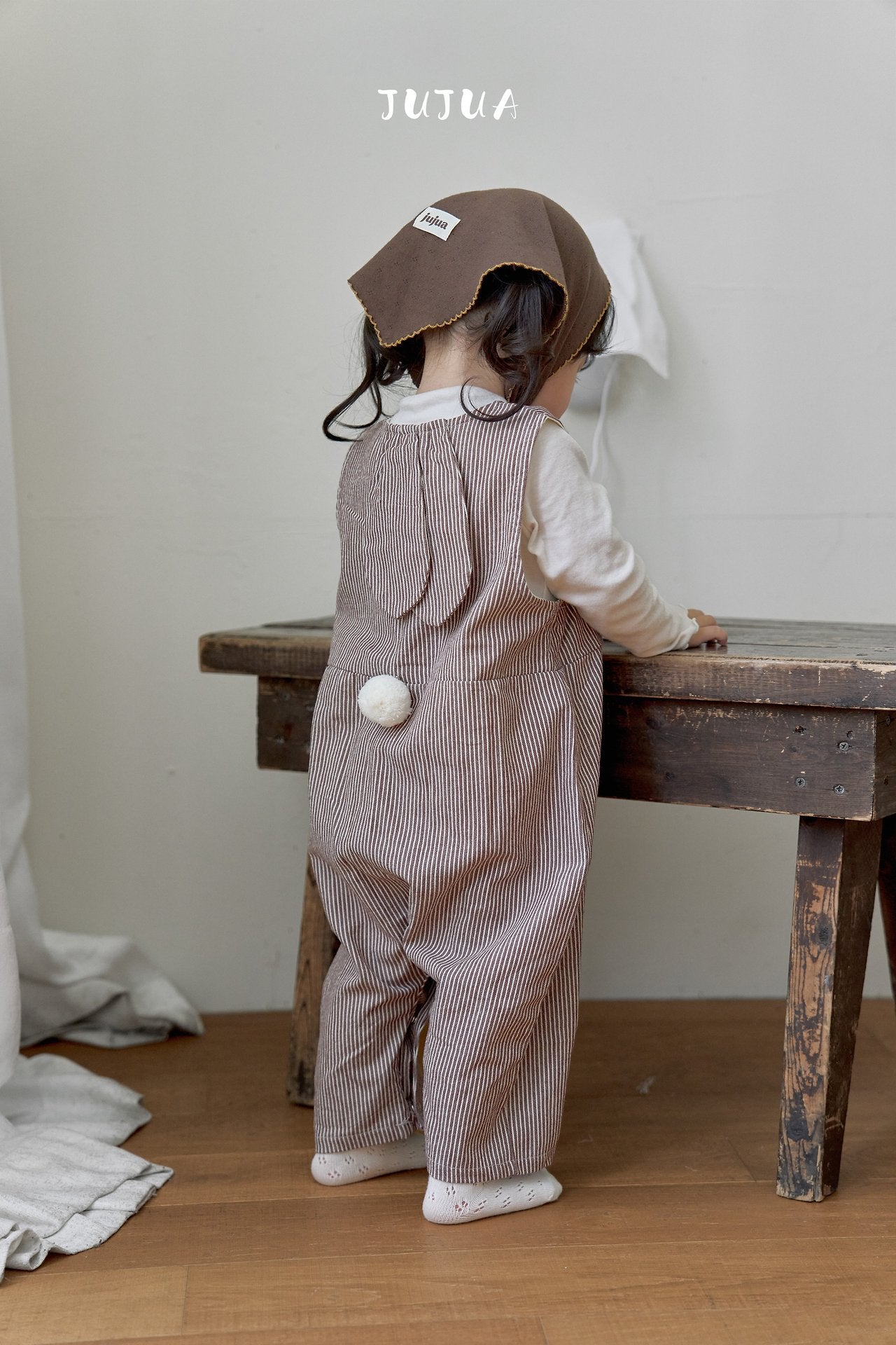 ［jujua］Stripe bunny overalls