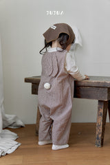 ［jujua］Stripe bunny overalls