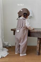 ［jujua］Stripe bunny overalls