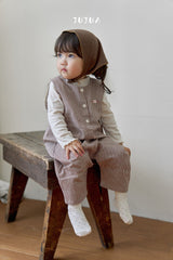 ［jujua］Stripe bunny overalls
