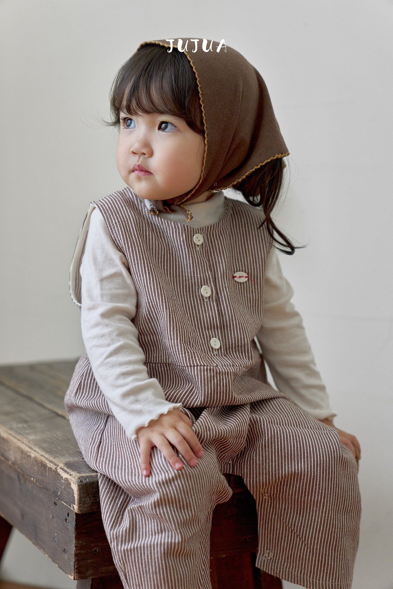 ［jujua］Stripe bunny overalls