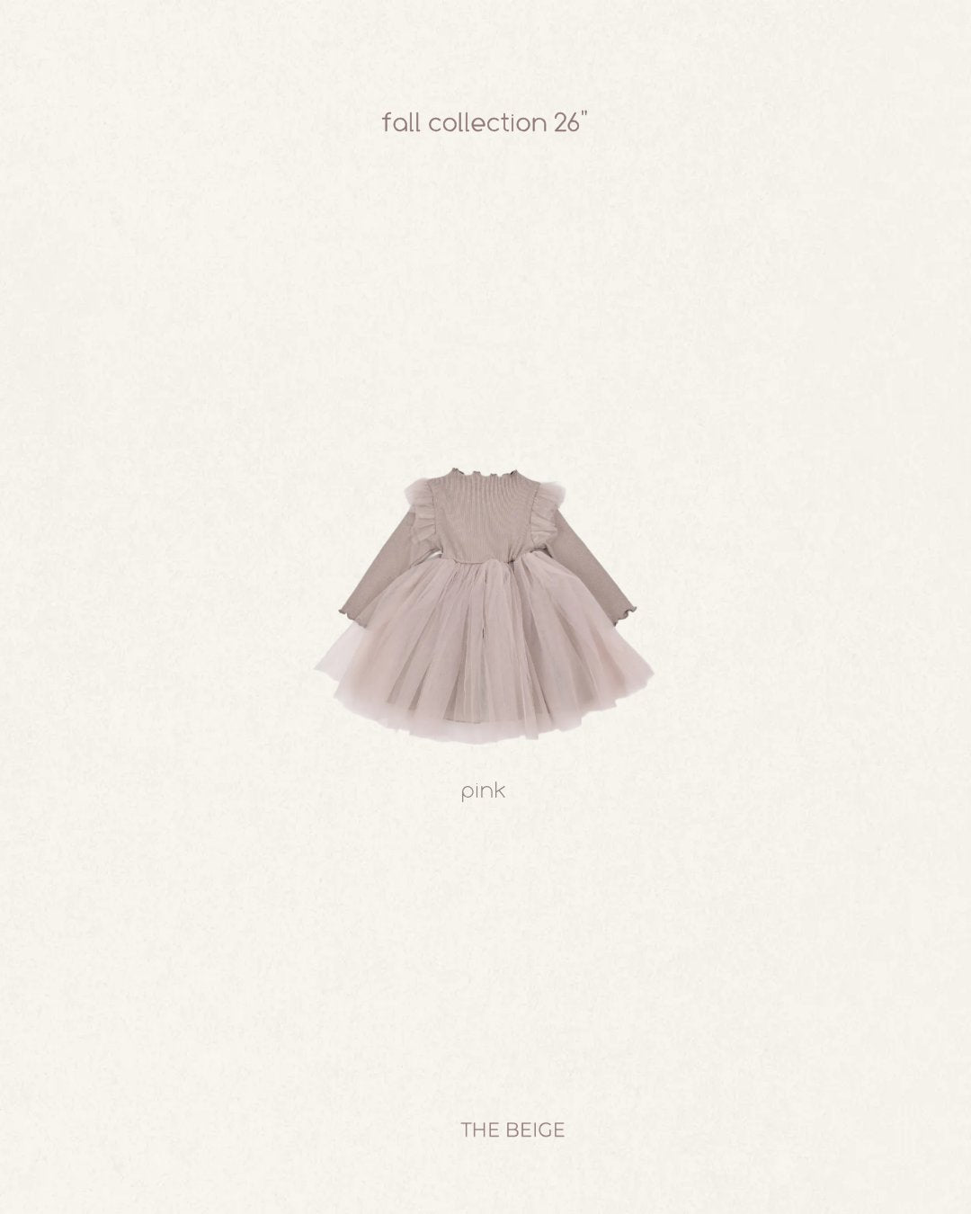 ［The beige］Ribbed Tulle Dress