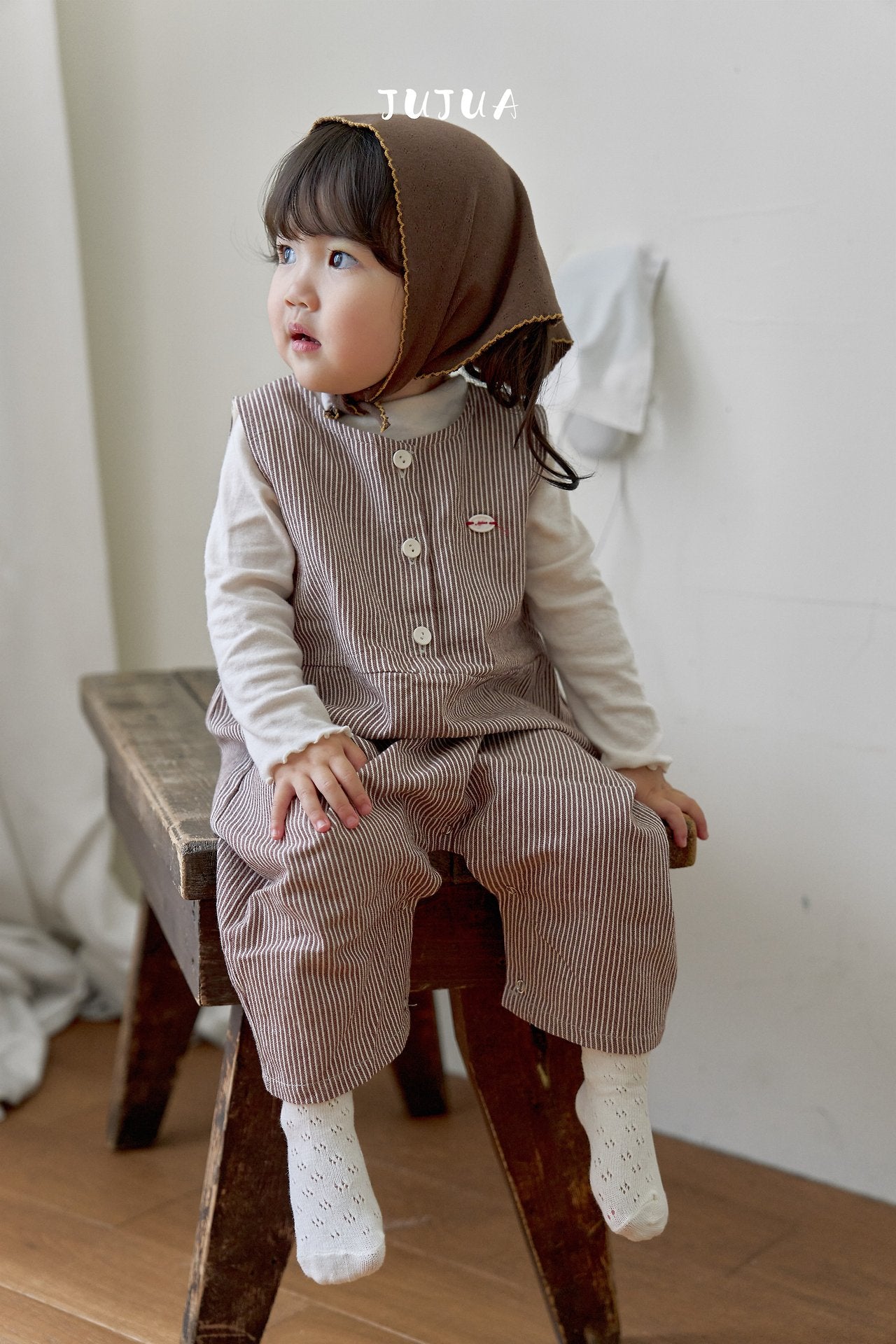 ［jujua］Stripe bunny overalls