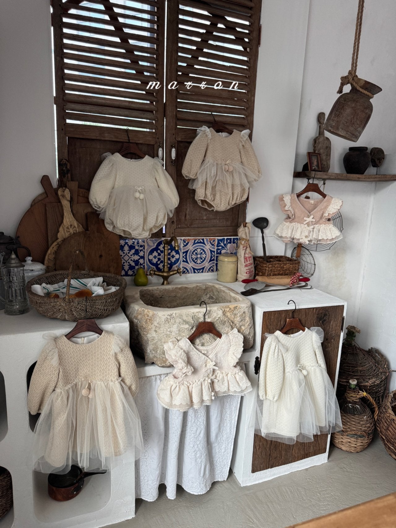 ［marron］Cherry shasha rompers