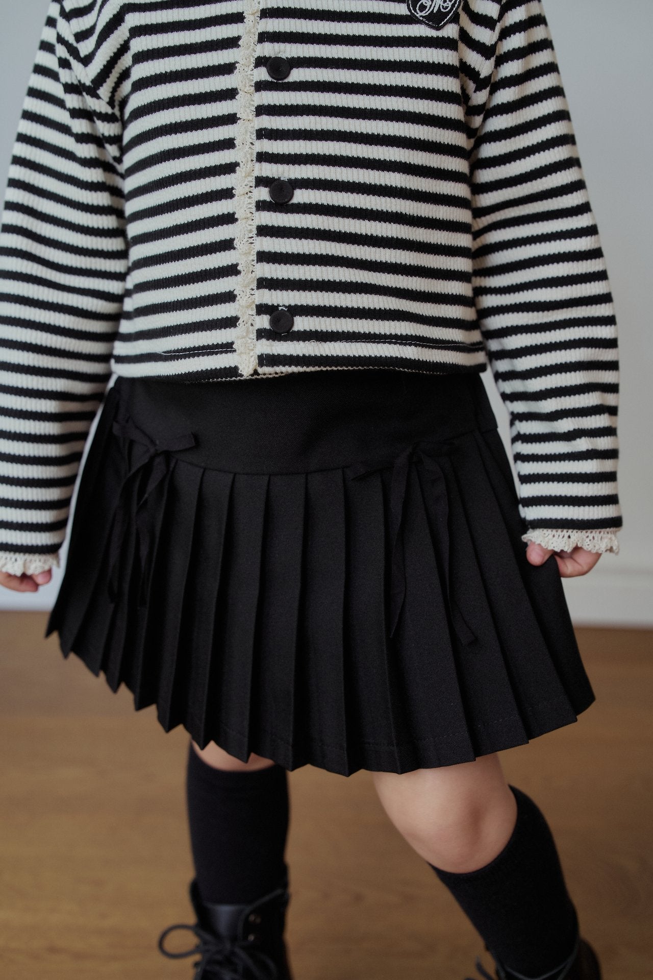 ［momo ann］Ribbon pleats skirt
