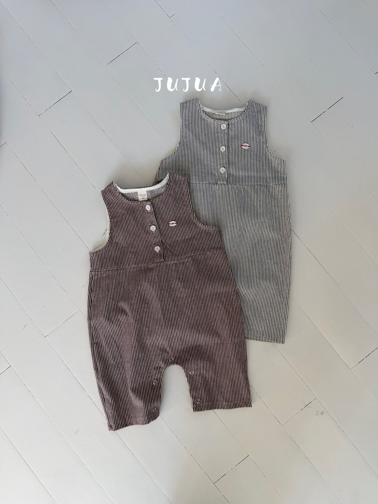 ［jujua］Stripe bunny overalls
