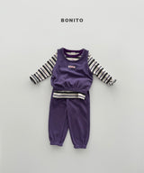 ［Bonito］Heart button stripe tee