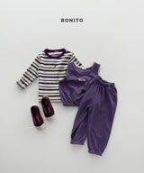 ［Bonito］Heart button stripe tee