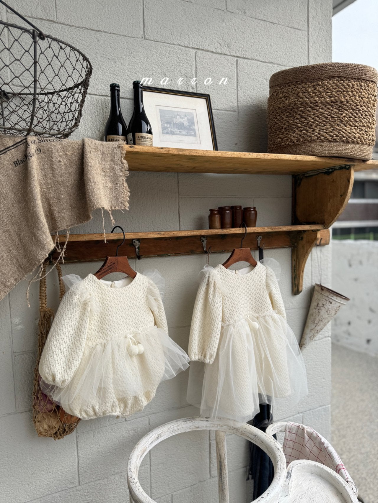 ［marron］Cherry shasha rompers