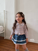 ［second moment］Lace denim cancan skirt