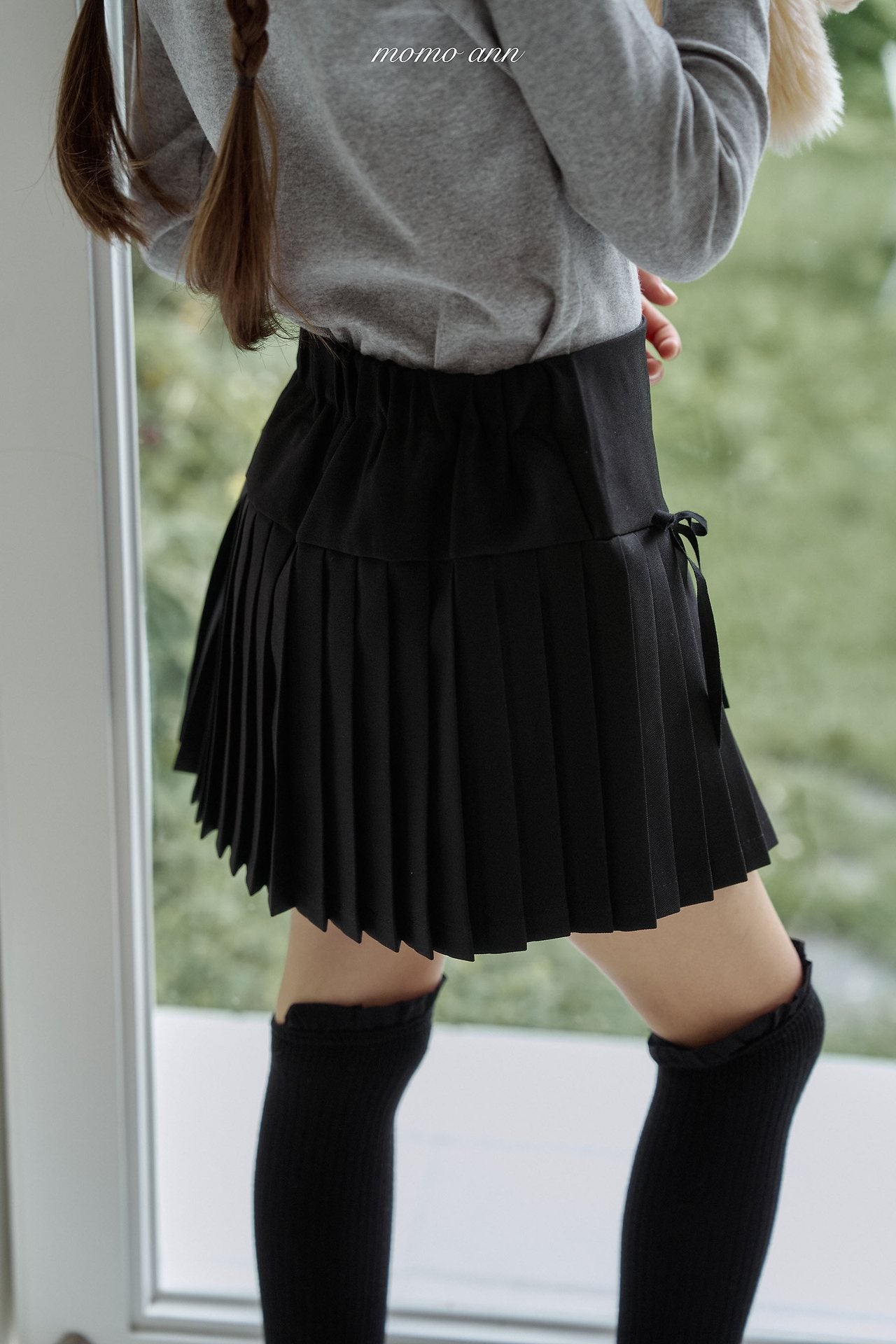 ［momo ann］Ribbon pleats skirt