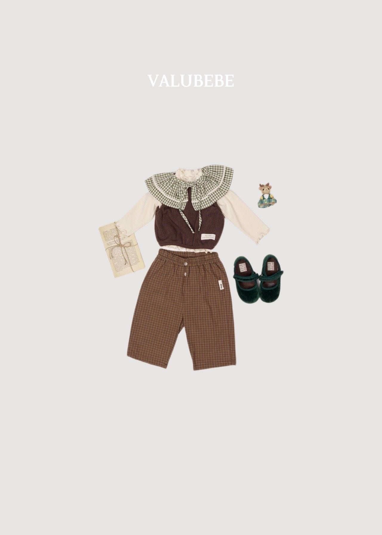 ［valubebe］Button check chino pants
