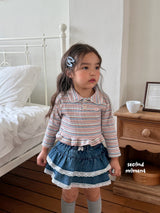 ［second moment］Lace denim cancan skirt