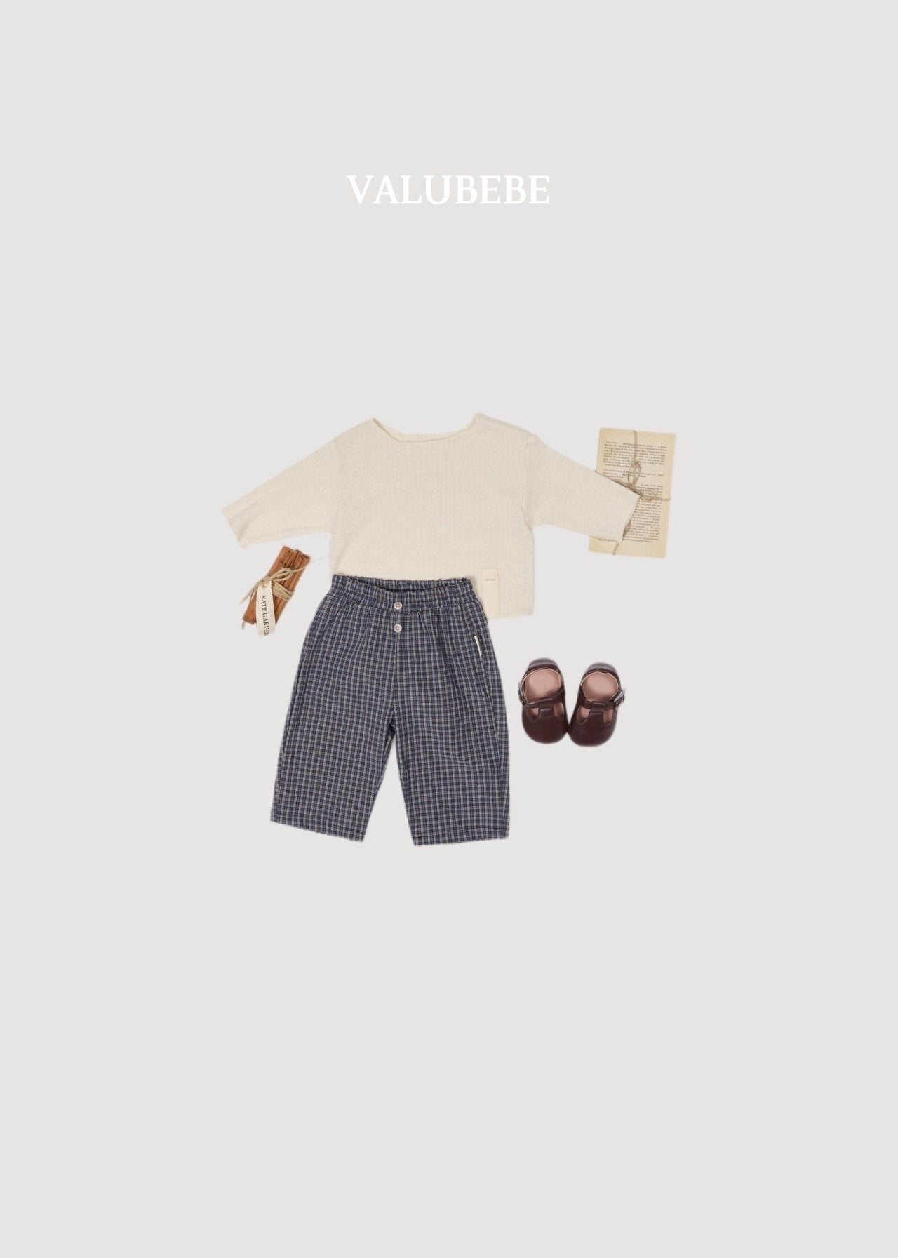 ［valubebe］Button check chino pants