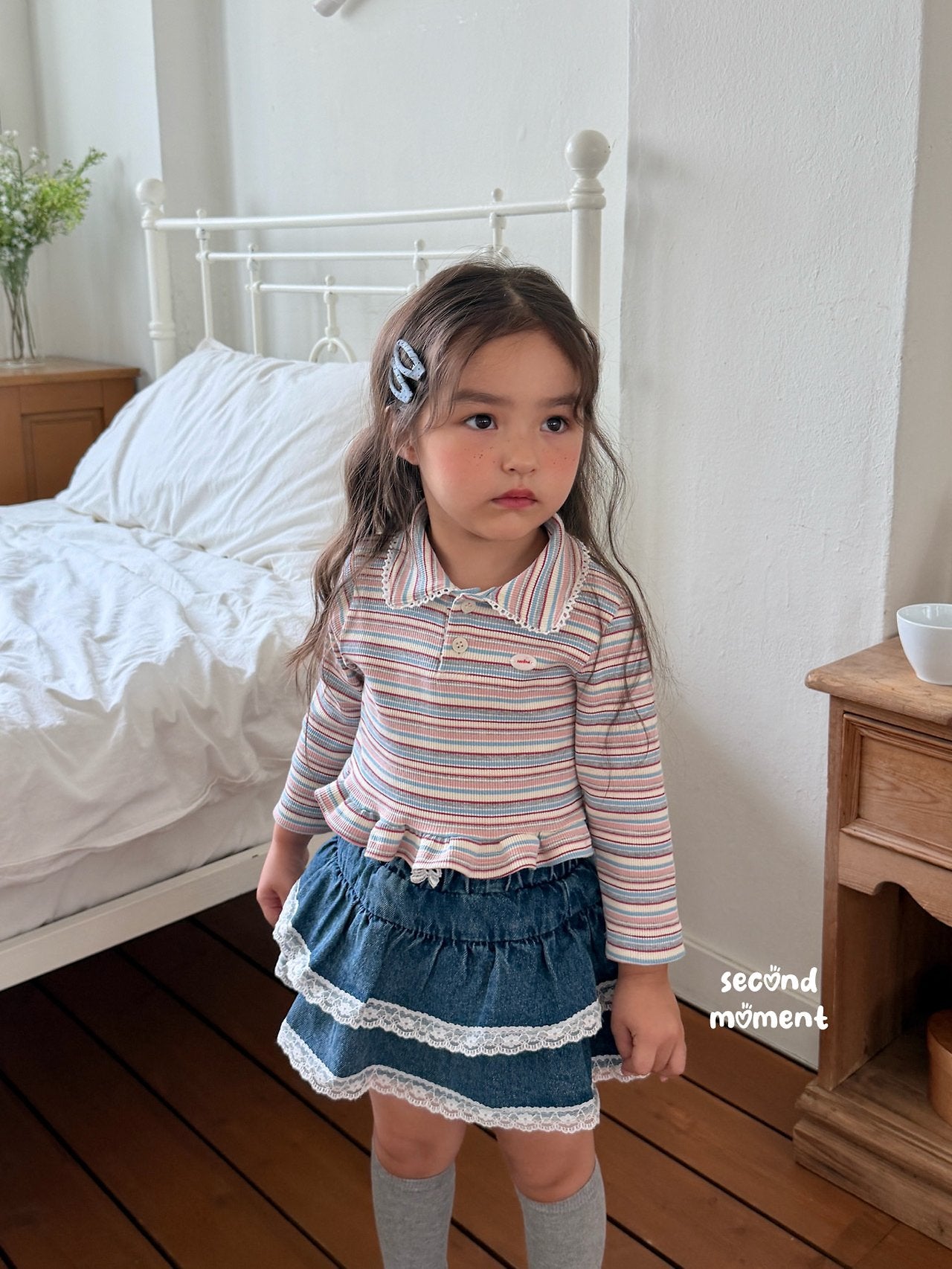 ［second moment］Mychew stripe collar tops