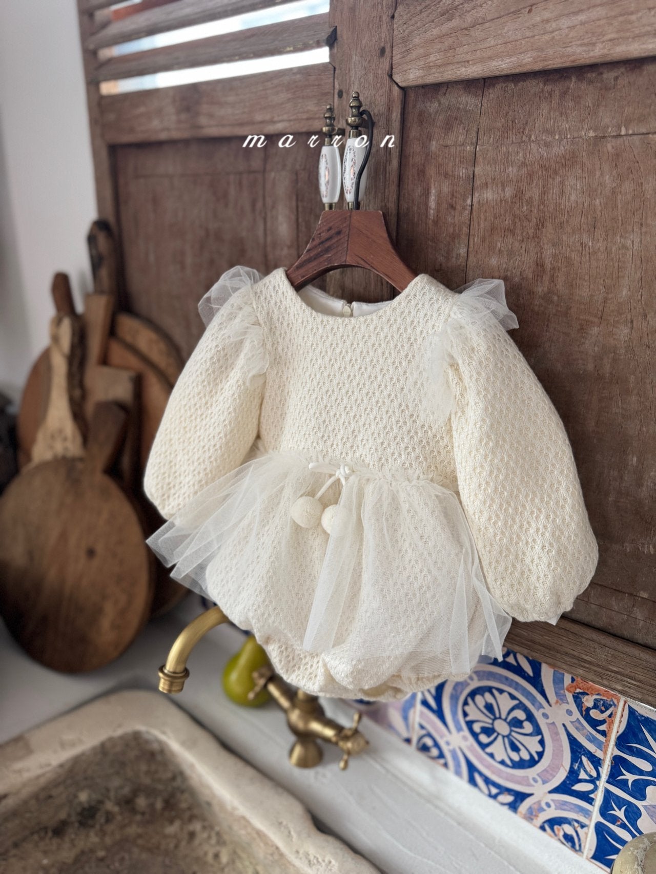 ［marron］Cherry shasha rompers