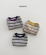 ［Bonito］Heart button stripe tee