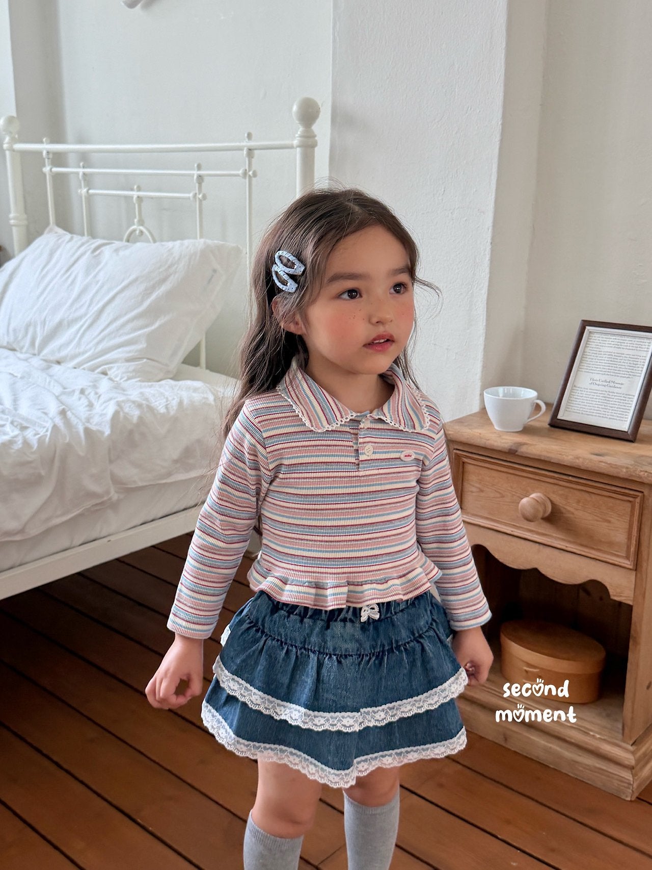 ［second moment］Mychew stripe collar tops