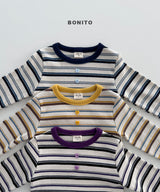 ［Bonito］Heart button stripe tee