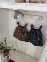 ［marron］Puppy check one-piece