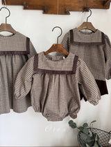 ［OREN］Bobo check sailor rompers