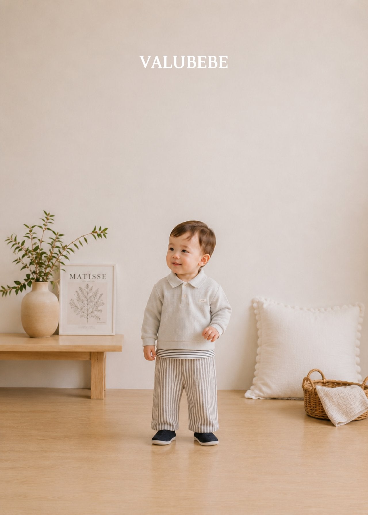 ［valubebe］Button stripe chino pants