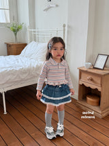 ［second moment］Lace denim cancan skirt