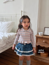 ［second moment］Lace denim cancan skirt