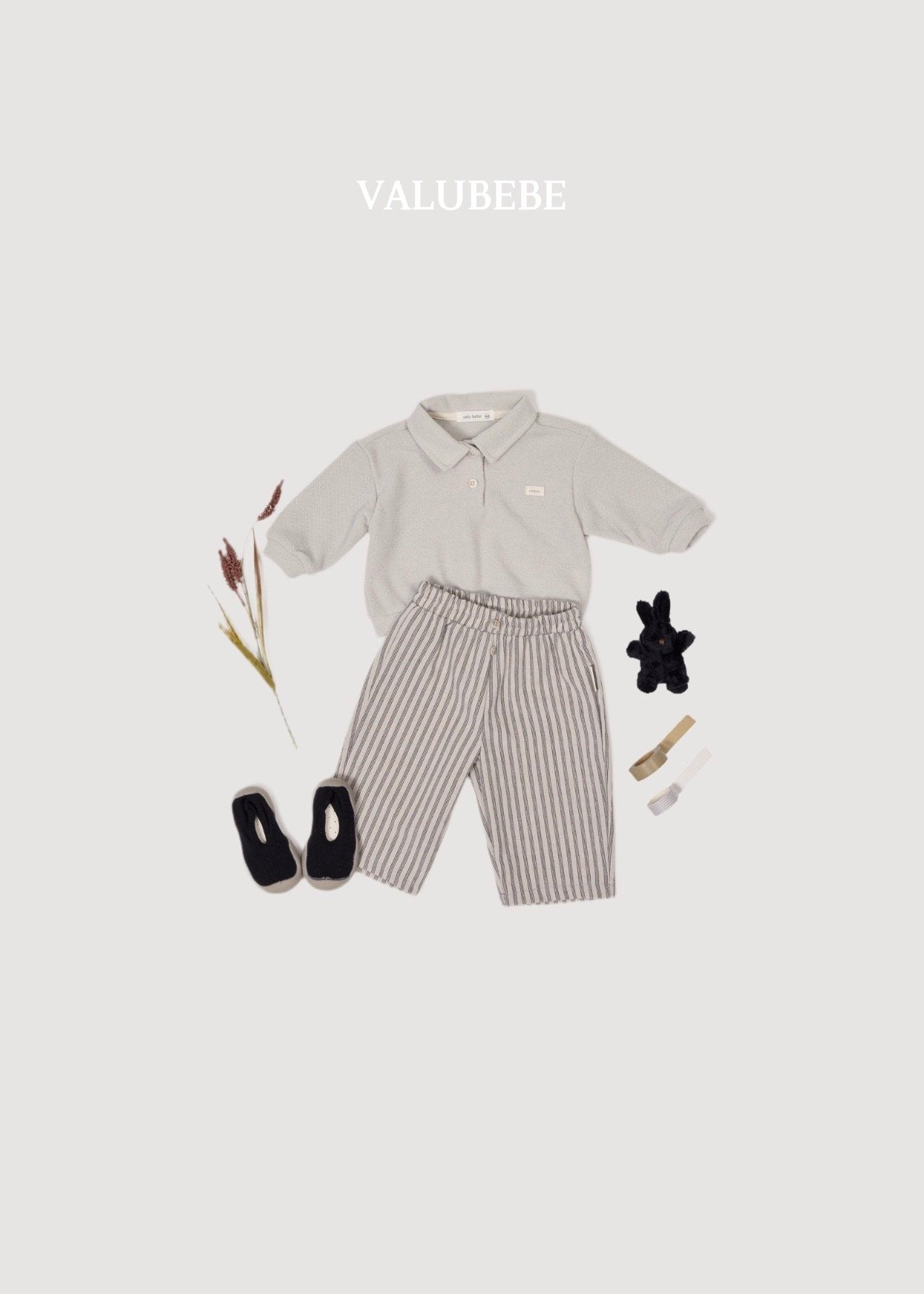 ［valubebe］Button stripe chino pants