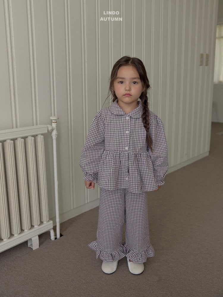 ［LINDO］Sweet check blouse