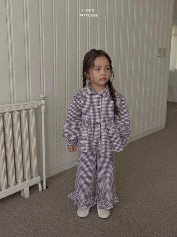 ［LINDO］Sweet check blouse