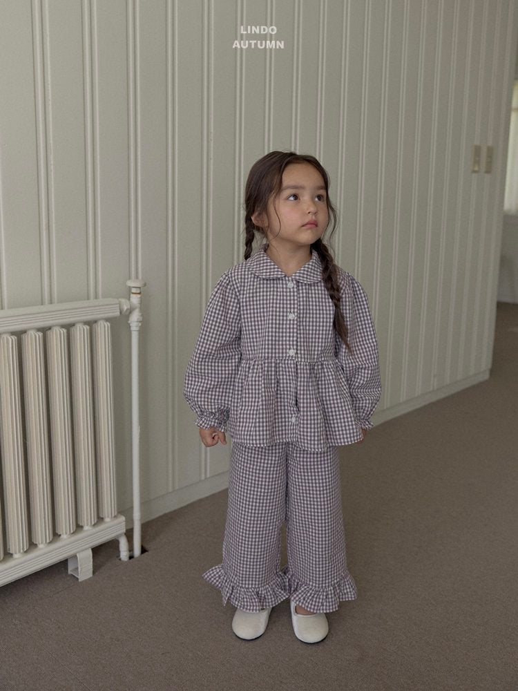 ［LINDO］Sweet check blouse