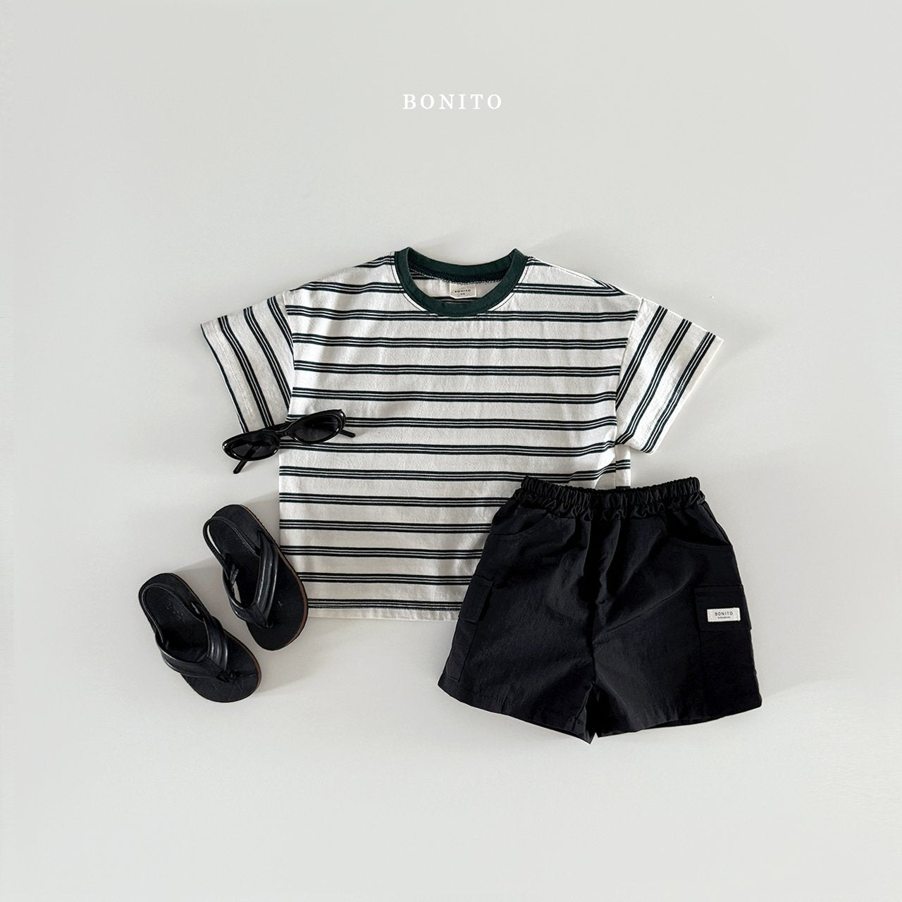 ［Bonito］Point neck stripe tee