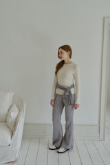 ［momo ann］Simple bootscut pants (mom)
