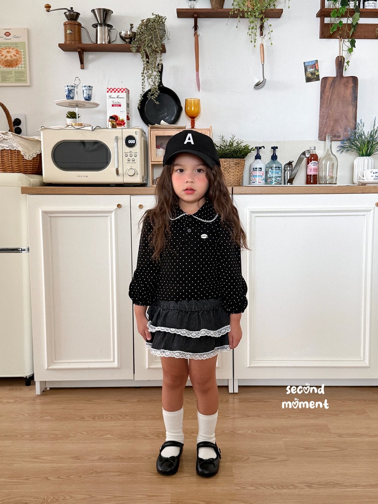 ［second moment］Dot lace collar tops