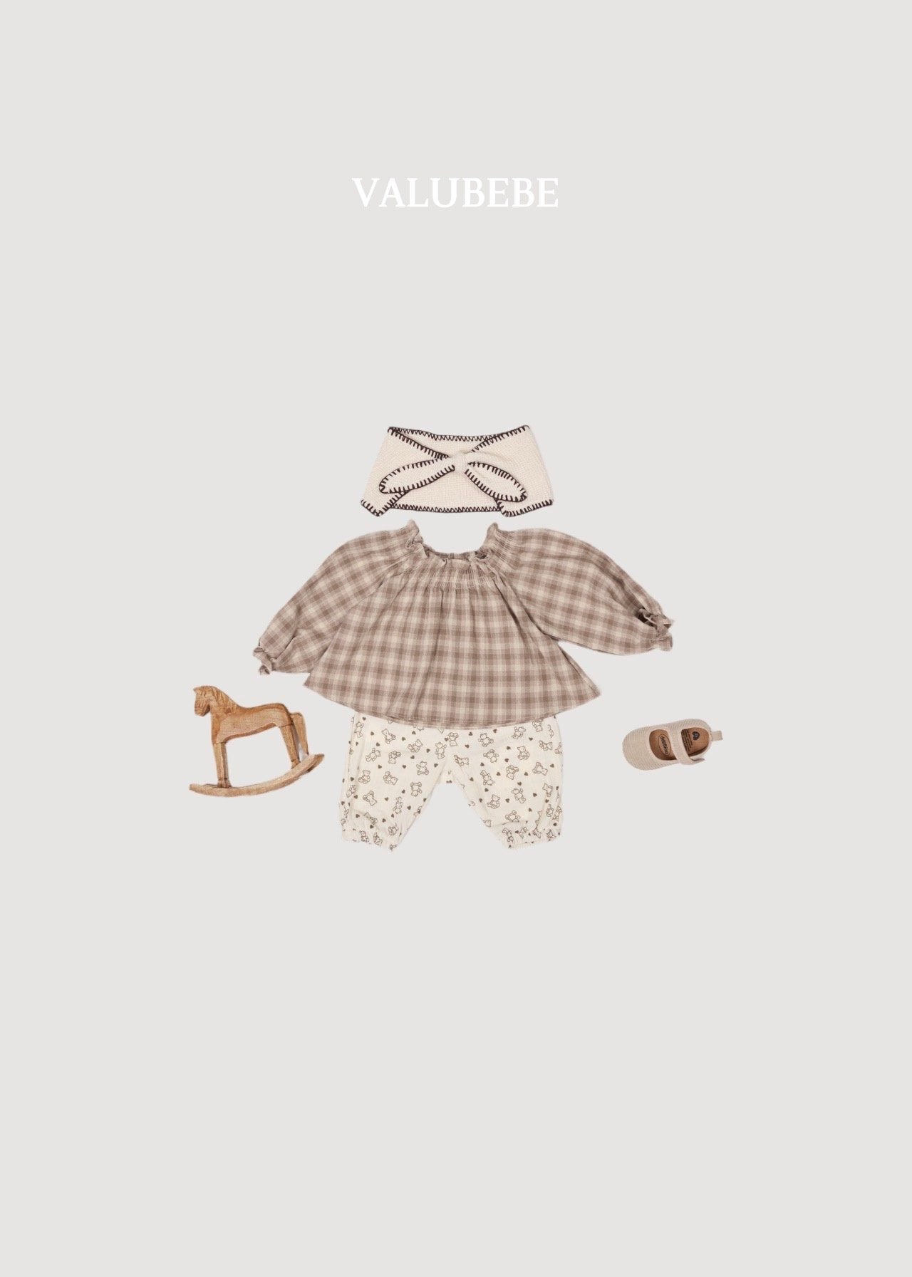 ［valubebe］Dudie check smock blouse