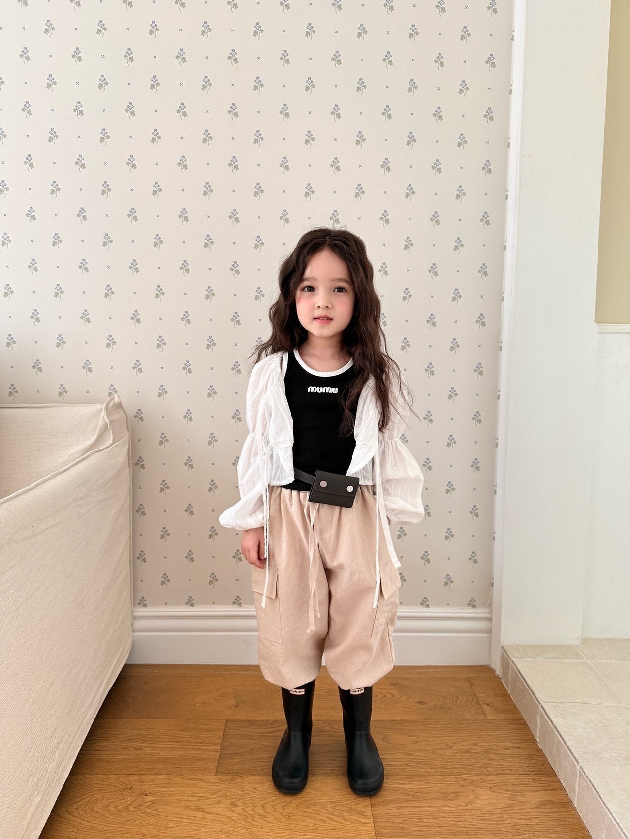 ［comma］Puff ribbon cardigan