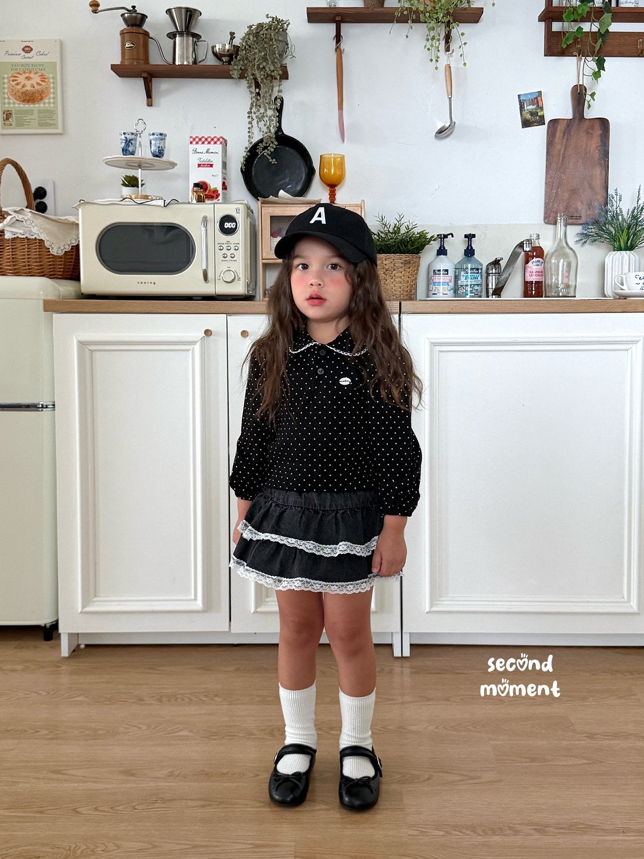 ［second moment］Dot lace collar tops
