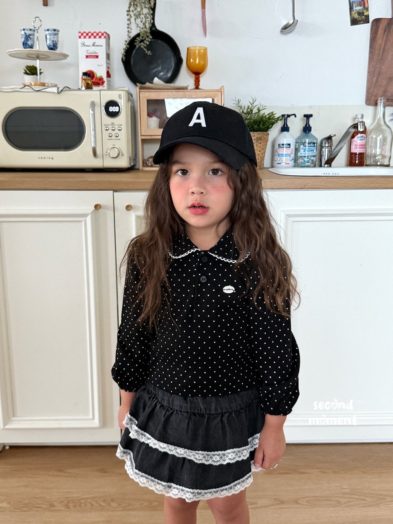 ［second moment］Dot lace collar tops