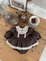 ［marron］Rose lace rompers
