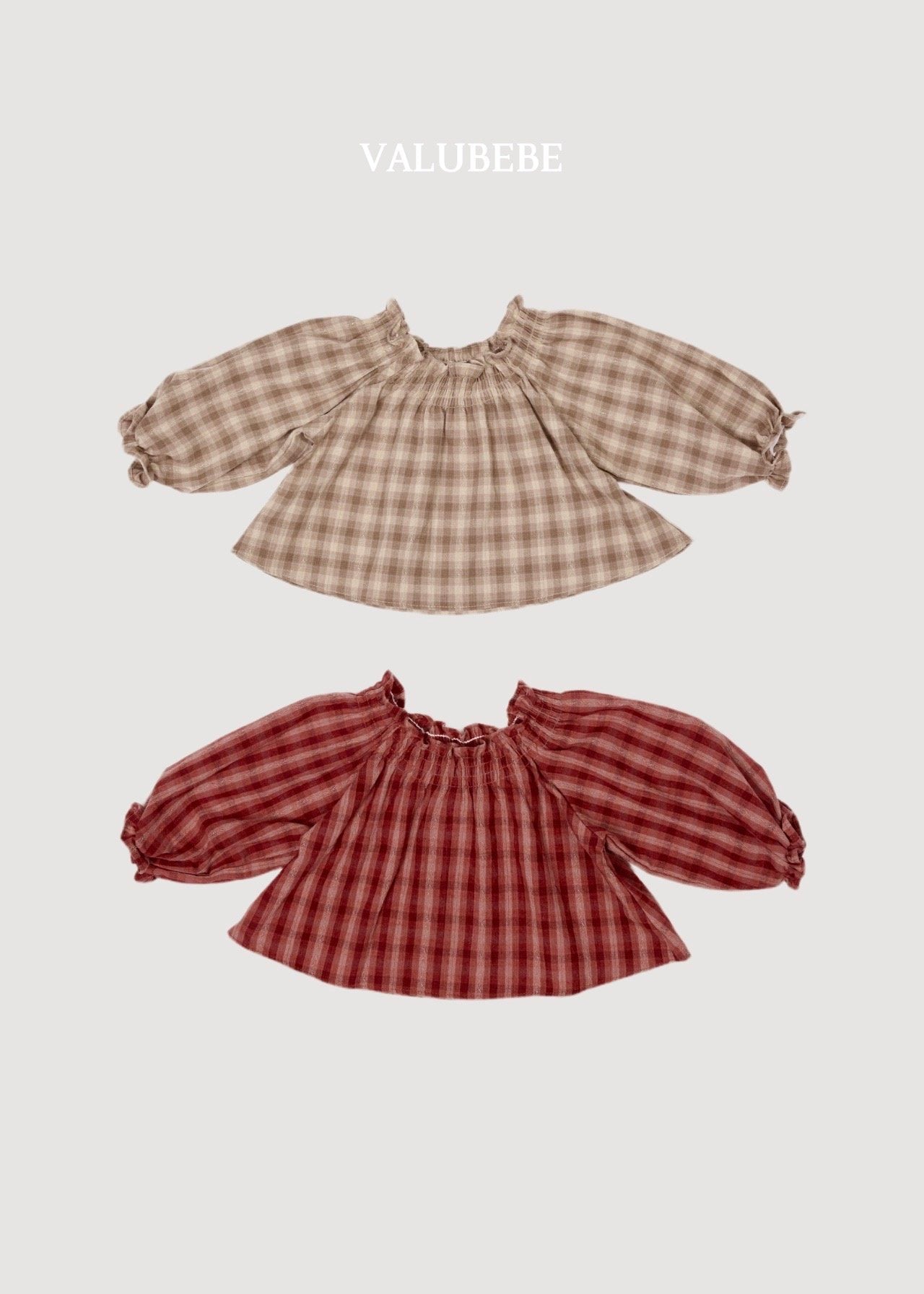 ［valubebe］Dudie check smock blouse