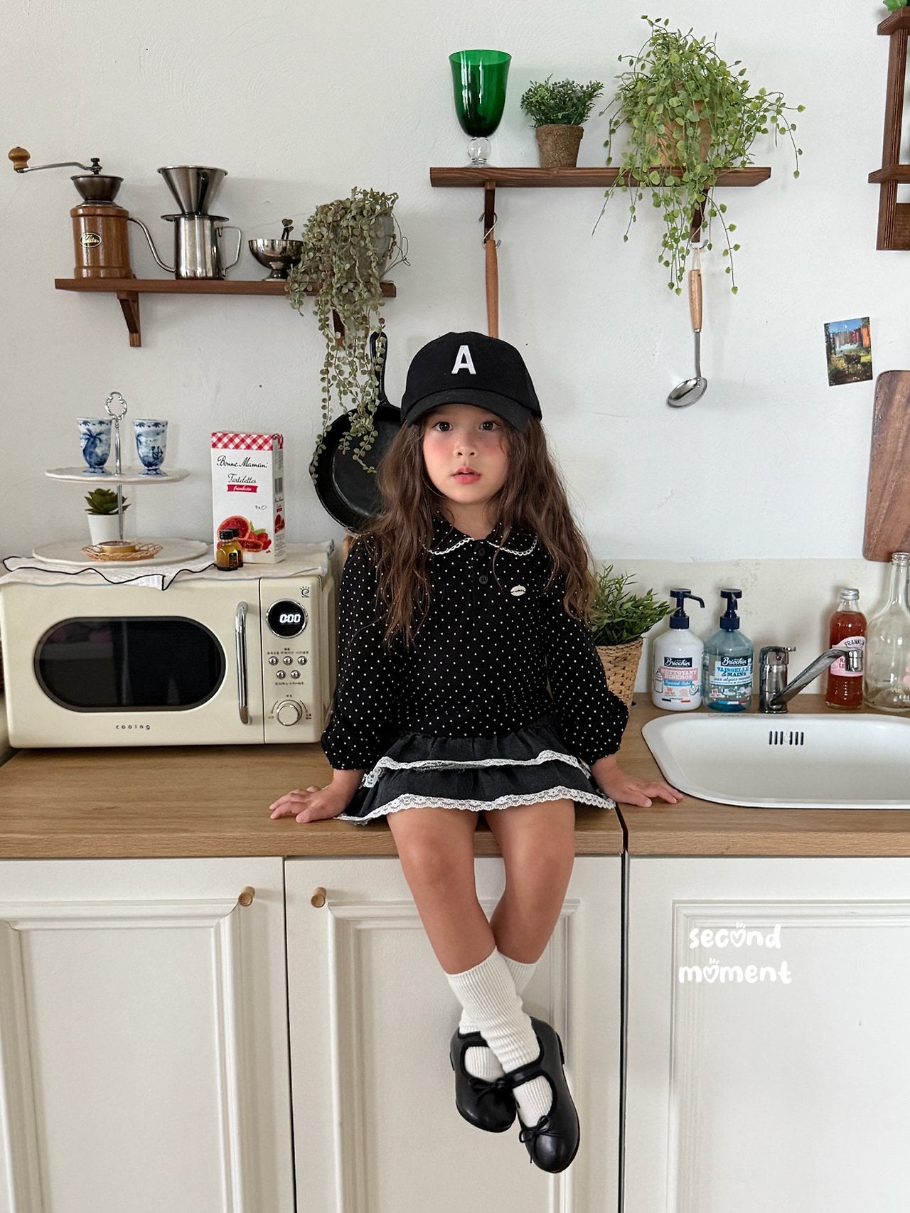 ［second moment］Dot lace collar tops