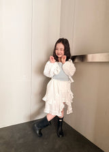 ［comma］Puff ribbon cardigan