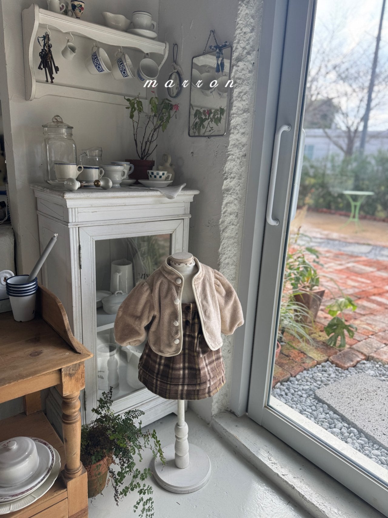 ［marron］Puppy check one-piece