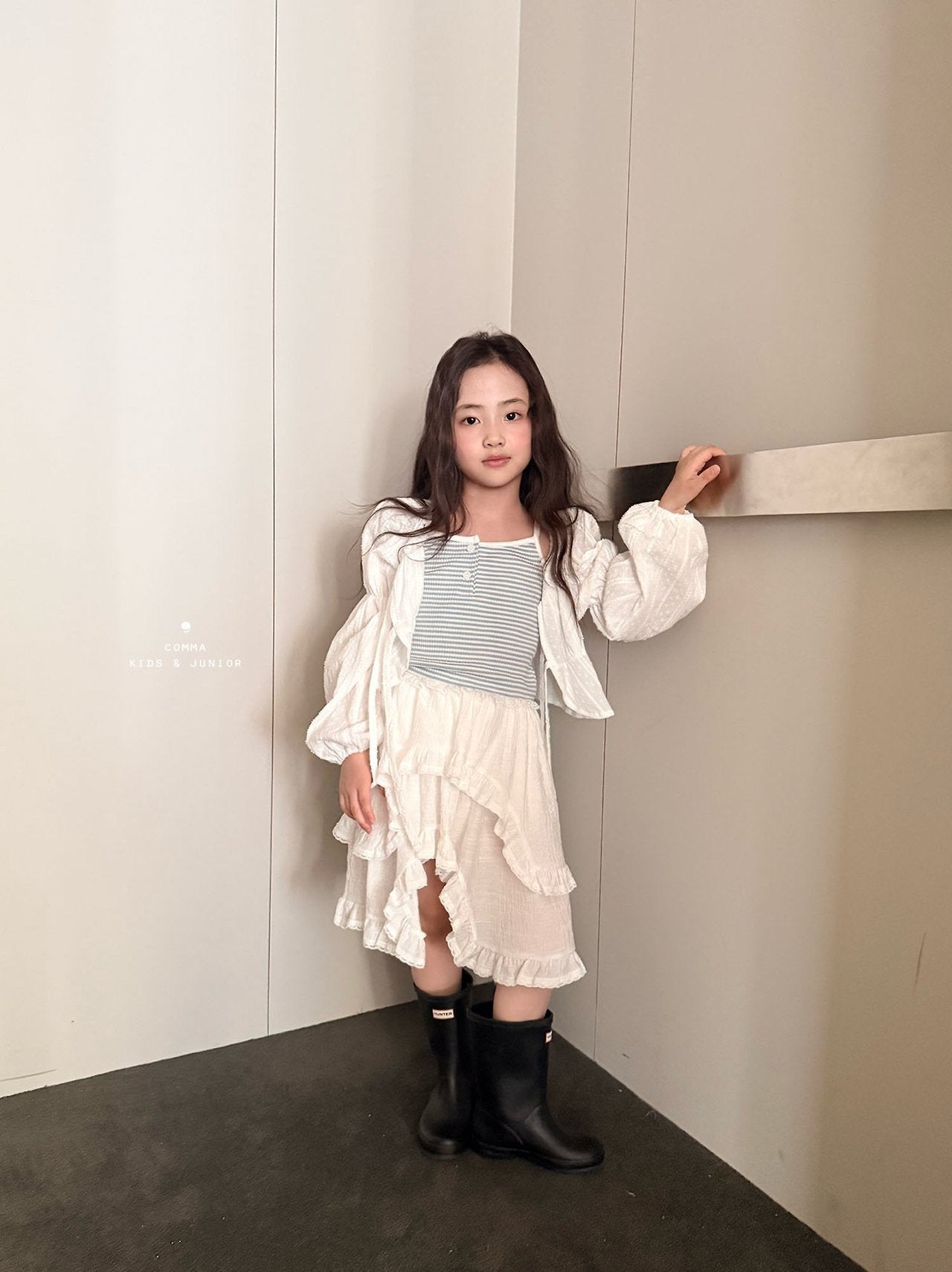 ［comma］Puff ribbon cardigan