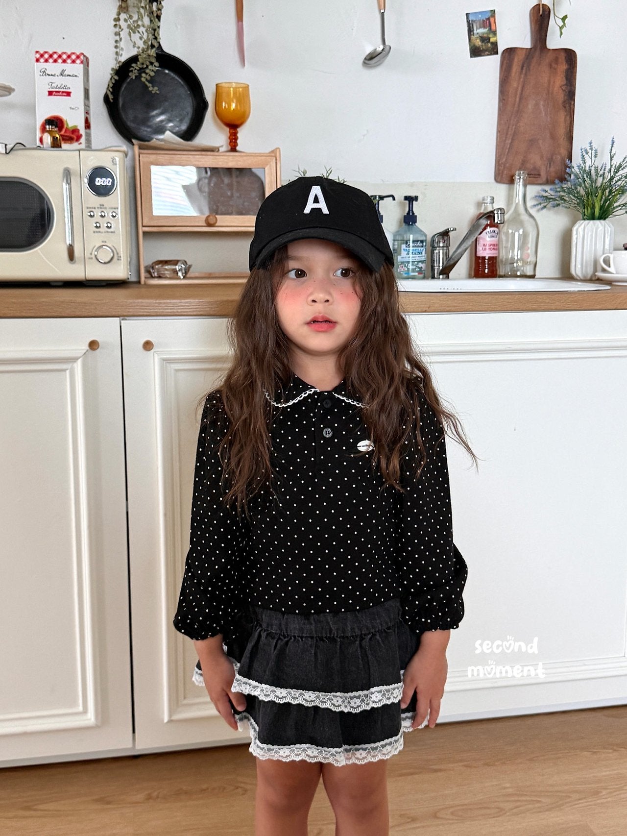 ［second moment］Dot lace collar tops